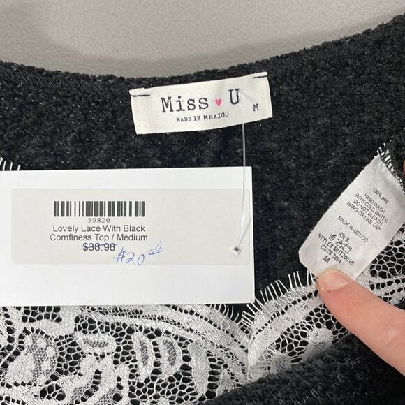 Miss U Top NWT Lovely Lace with Black Comfiness Blouse Size Medium M - Picture 11 of 15